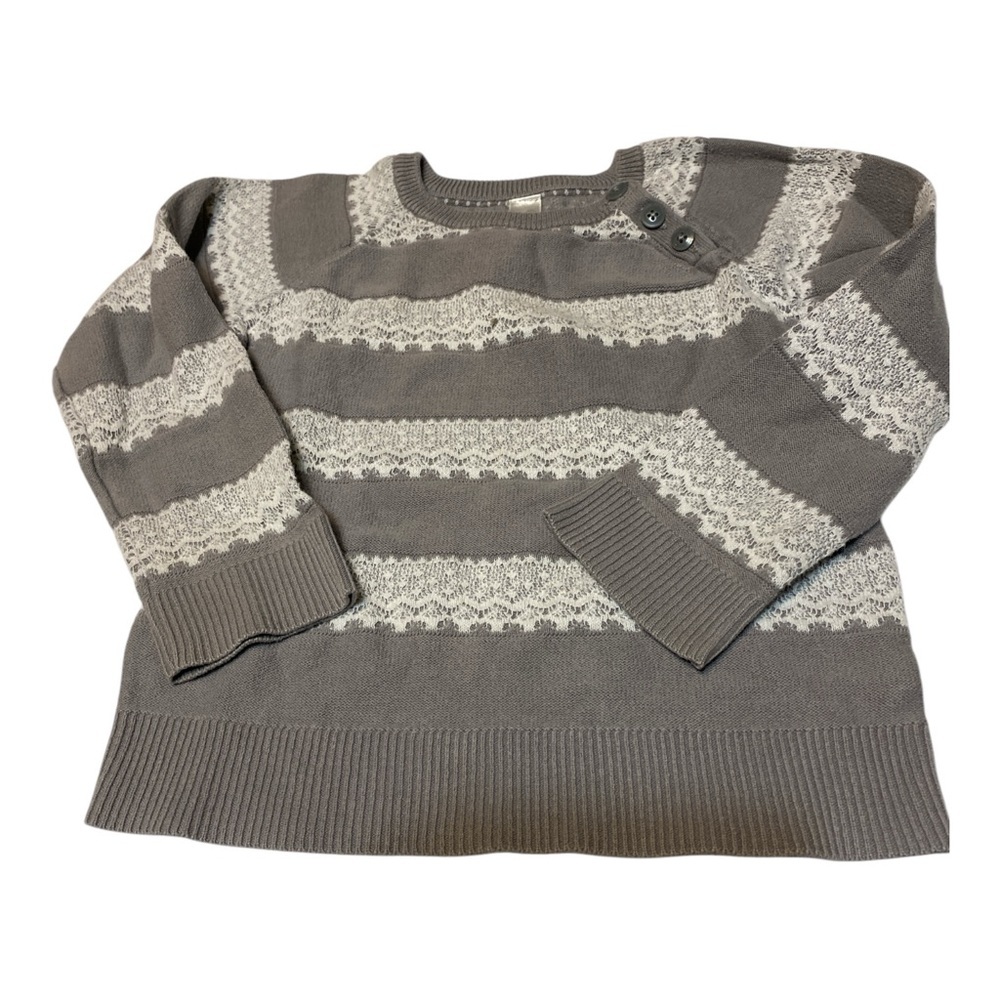 Cherokee Girls 3T gray sweater with lace overlay long sleeve